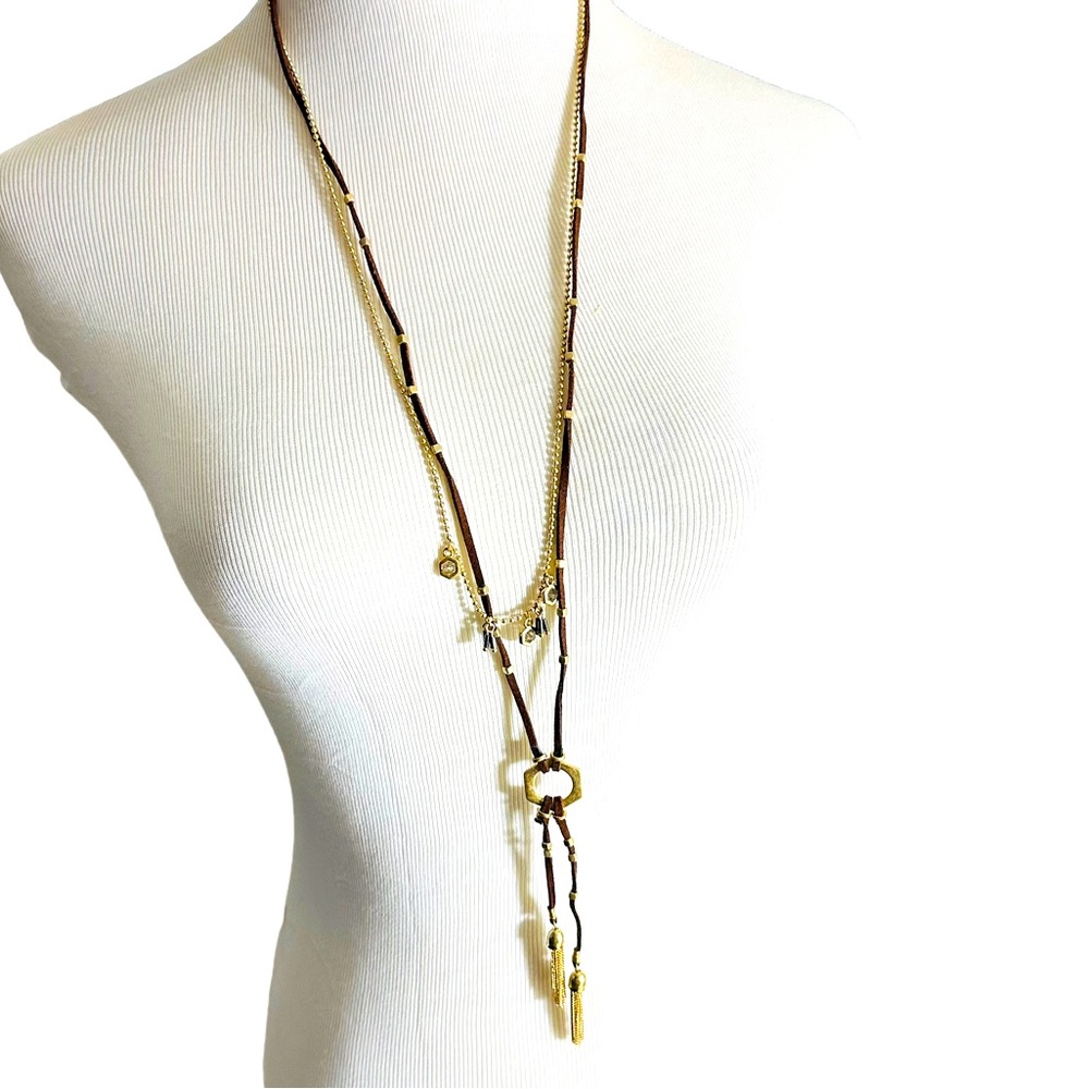 Marlyn Schiff Brown Gold Tone Metal Layered‎ Necklace